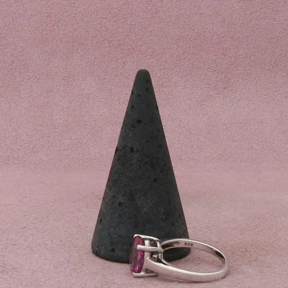 sterling silver oval-cut pink topaz solitaire ring size 6